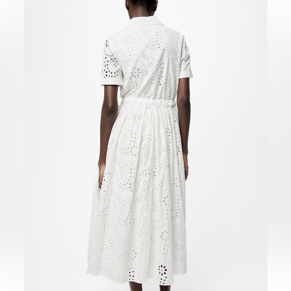 ZARA white embroidered short sleeve dress